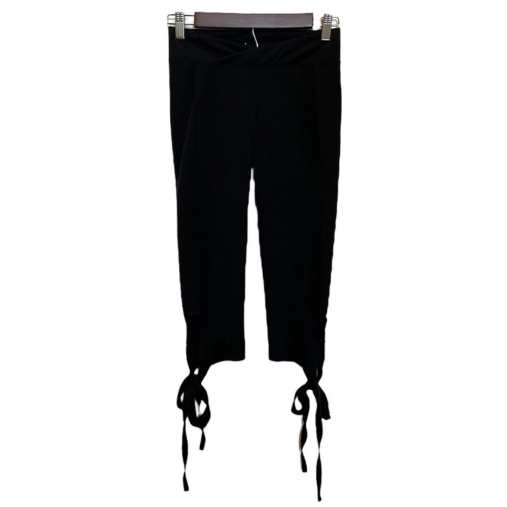 Free People Movement Leggings Cropped Black Size Small Tie Hem Boho Cotton Blend